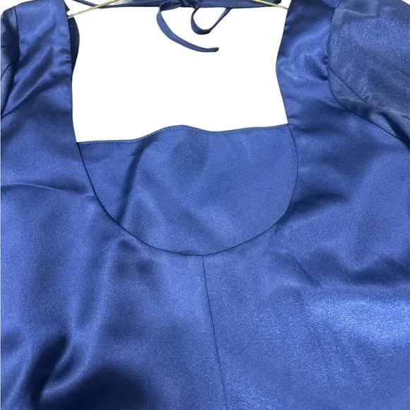 Elegant Navy Blue Silk Dress - Picture 6 of 6